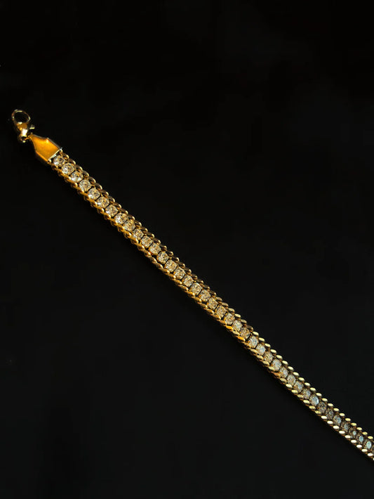 Gold Crystal Tennis Bracelet for Women – Adjustable Sparkling Rhinestone Chain