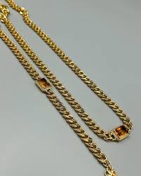 Gold Chain Necklace & Bracelet Set – Stainless Steel -  Available in Colors Blue, Red, Yellow